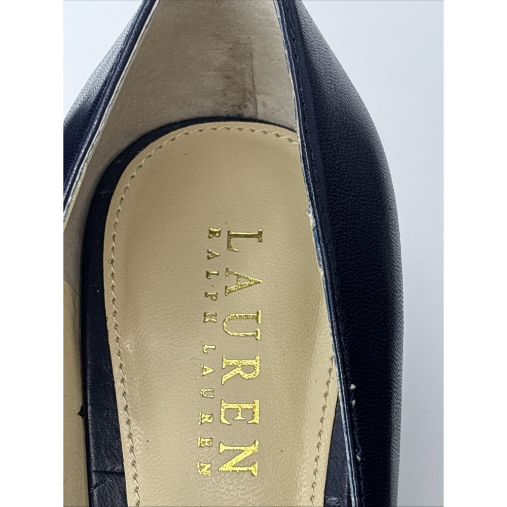 LAUREN Ralph Lauren Saffron Leather Classic Pumps, Blue, Mid-Block Heel Size 9B - Picture 13 of 16